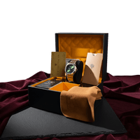 Casablancan Al-Riyadh Heritage 43mm Arabic Dial Watch with green sunray face, Khanjar hands, and stainless steel band in luxury gift box.