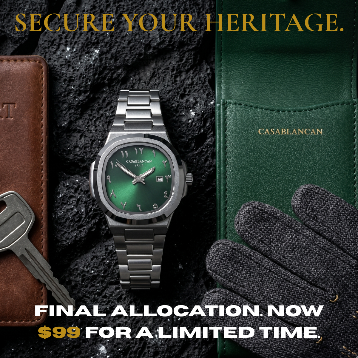 Casablancan Al-Riyadh Arabic Dial – Emerald Green Limited Edition